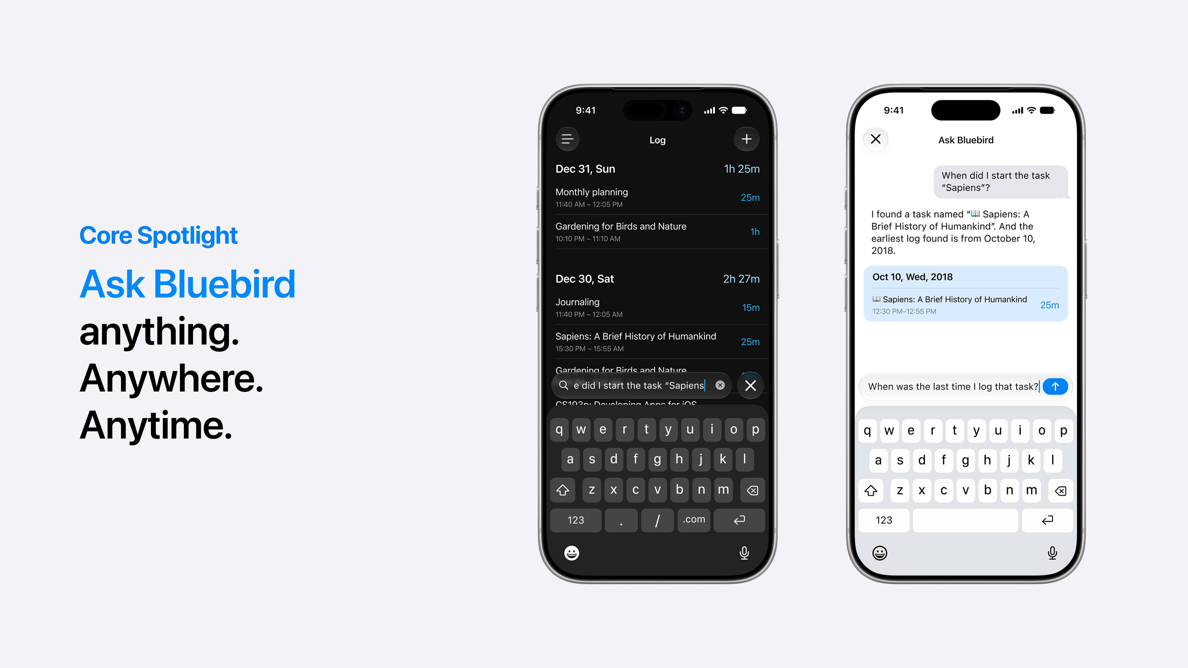 Ask Bluebird grounded in personal focus data