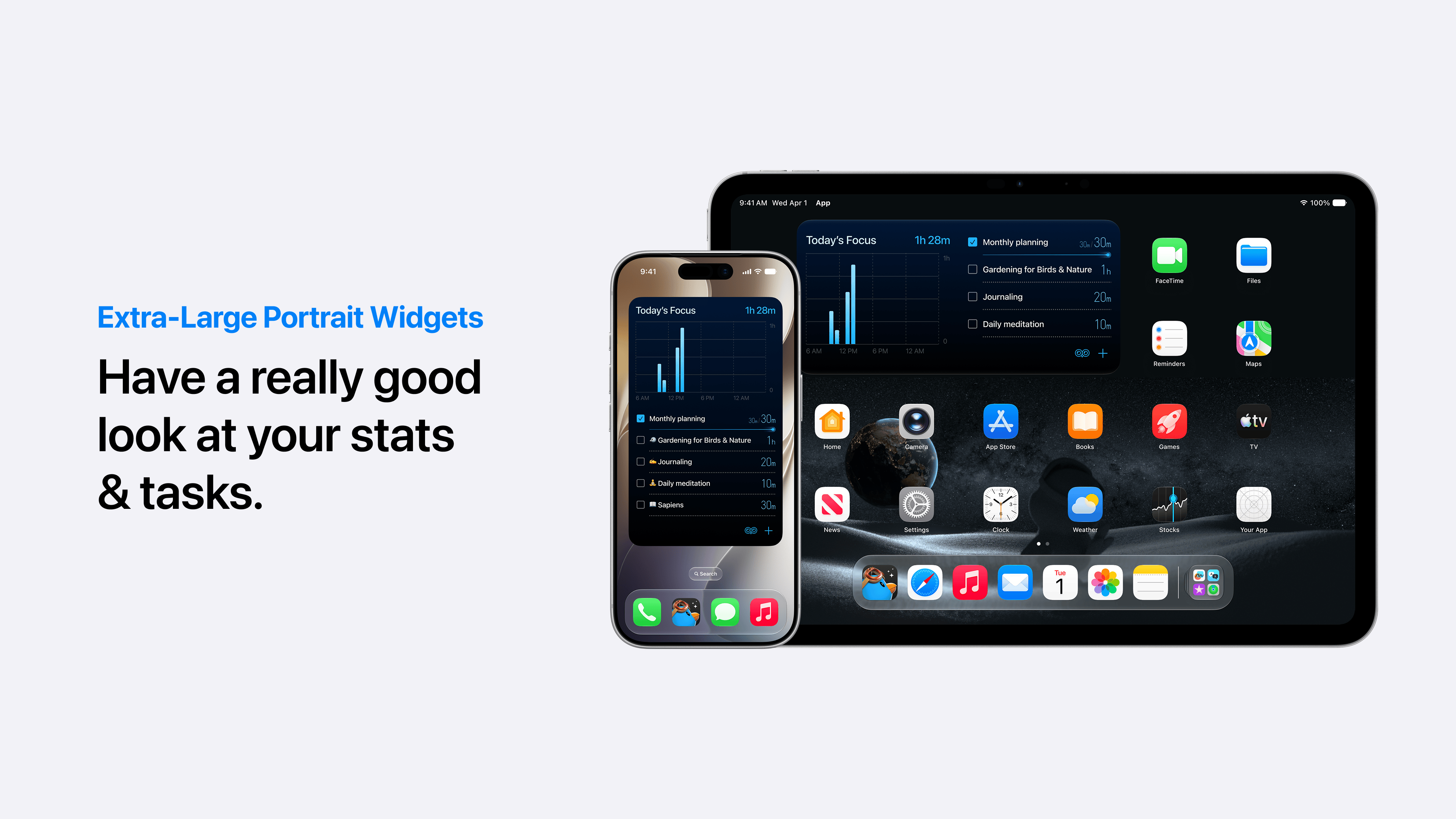 Extra-Large Portrait Widgets on iPhone and iPad