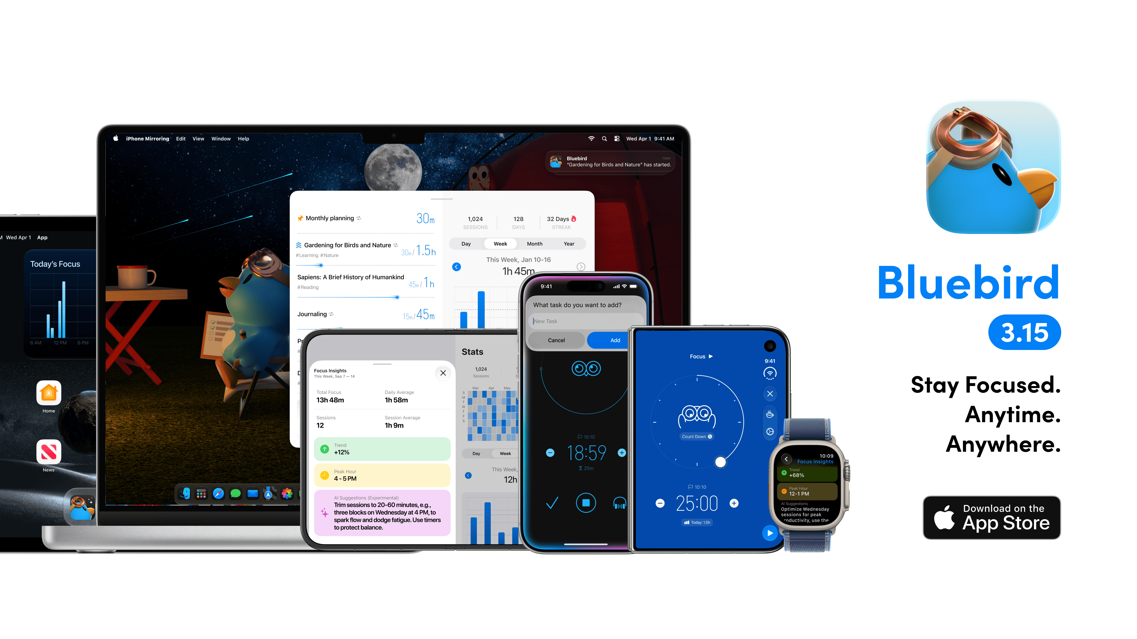 Bluebird 3.15 across Apple devices